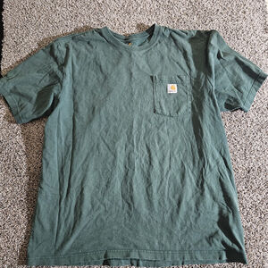 Carhartt Men Shirt XL Green K87 Logo Short Sleeve Cotton Pockets